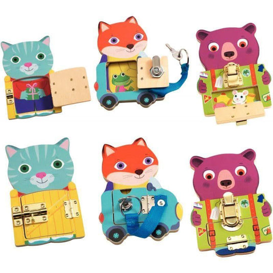Lot de 3 animaux en bois, Locktou DJECO - Ma Rentrée Facile