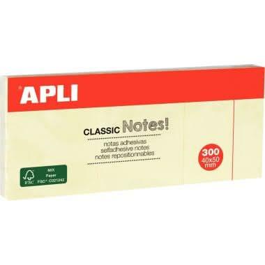 Lot de 3 blocs de 100 feuilles de notes repositionnable, 50 x 40 mm, jaune APLI - Ma Rentrée Facile