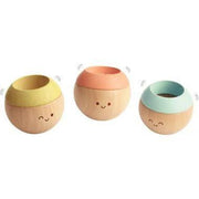 Lot de 3 hochets têtes sensorielles en bois pastel PLAN TOYS - Ma Rentrée Facile