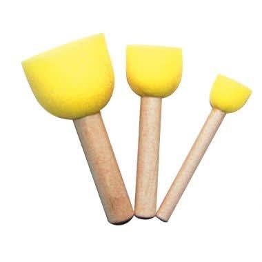 Lot de 30 pochoirs ronds, manche en bois, embout en mousse - Ma Rentrée Facile
