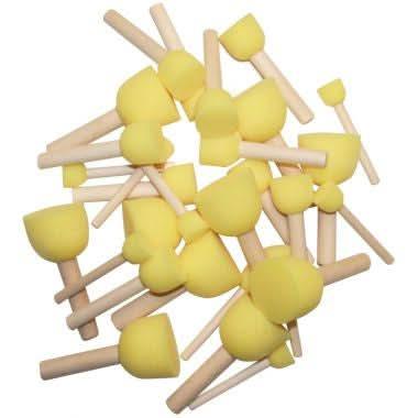 Lot de 30 pochoirs ronds, manche en bois, embout en mousse - Ma Rentrée Facile