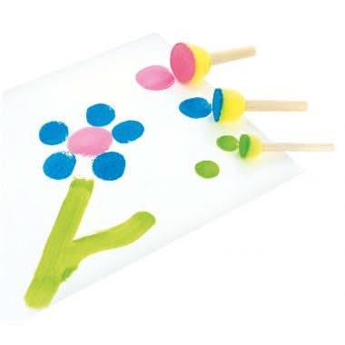 Lot de 30 pochoirs ronds, manche en bois, embout en mousse - Ma Rentrée Facile