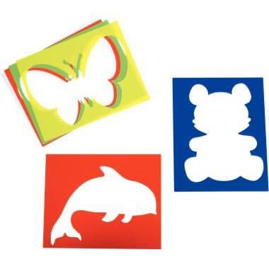 Lot de 3x4 pochoirs animaux et papier à motifs - Ma Rentrée Facile