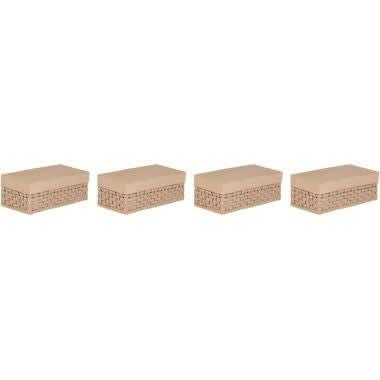 Lot de 4 boites rectangles tressées en carton - Ma Rentrée Facile