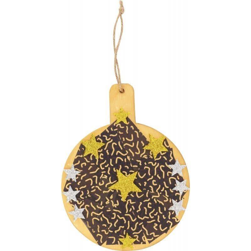 Lot de 4 grosses boules de Noël en bois, diamètre 11 cm - Ma Rentrée Facile