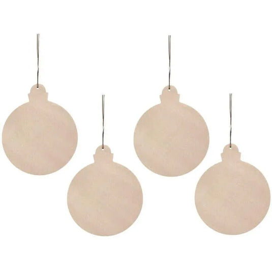 Lot de 4 grosses boules de Noël en bois, diamètre 11 cm - Ma Rentrée Facile
