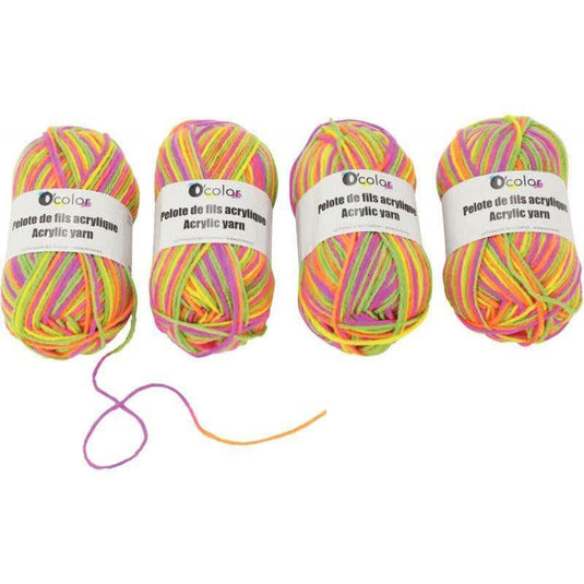 Lot de 4 pelotes de laine coloris arc en ciel, 50g - Ma Rentrée Facile