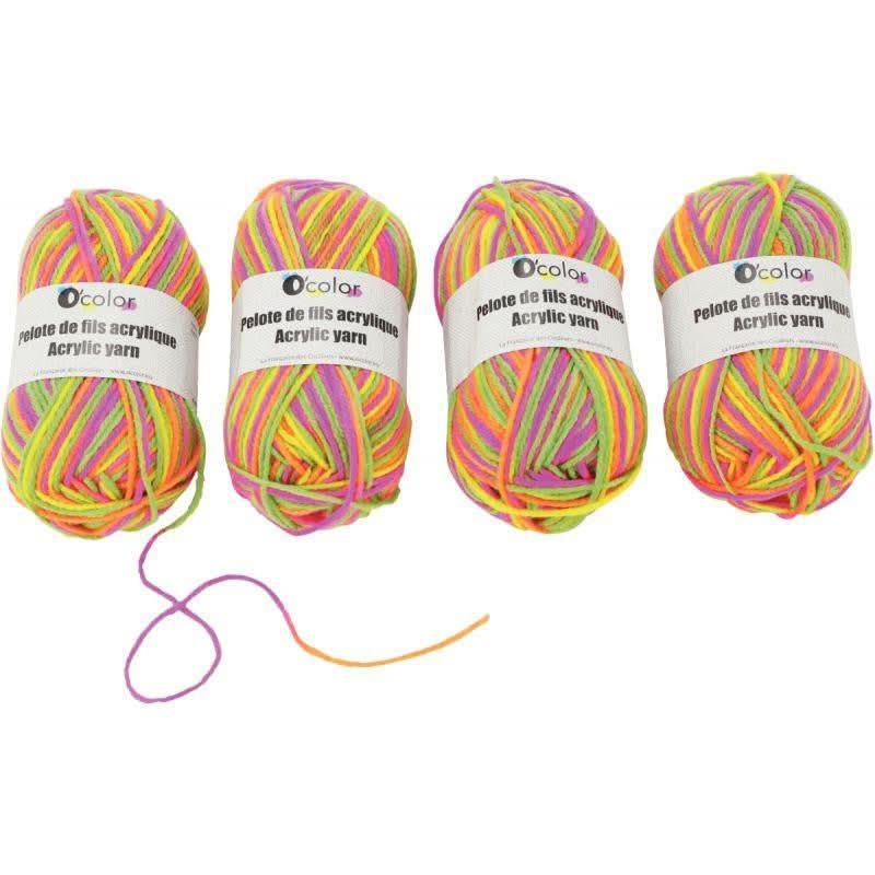 Lot de 4 pelotes de laine coloris arc en ciel, 50g - Ma Rentrée Facile