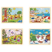 Lot de 4 puzzles à cadre en bois 15 pièces, les saisons - Ma Rentrée Facile