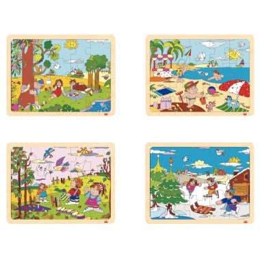 Lot de 4 puzzles à cadre en bois 15 pièces, les saisons - Ma Rentrée Facile