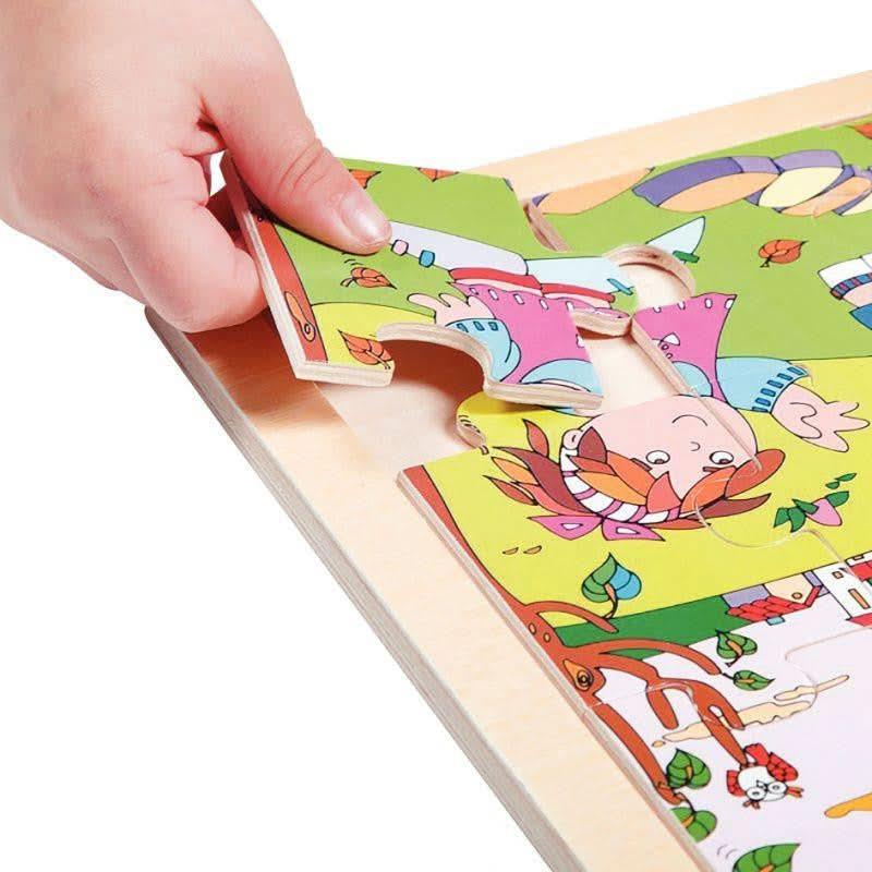 Lot de 4 puzzles à cadre en bois 15 pièces, les saisons - Ma Rentrée Facile