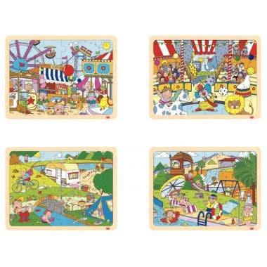 Lot de 4 puzzles à cadre en bois 24 pièces, les loisirs - Ma Rentrée Facile