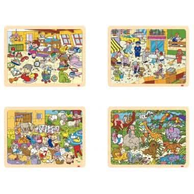 4 puzzles à cadre en bois 48 pièces, thèmes divers - Ma Rentrée Facile