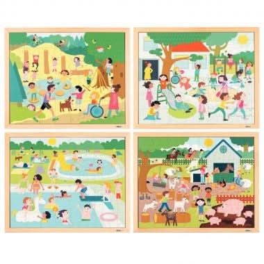 Lot de 4 puzzles en bois 102 pièces, les sports - Ma Rentrée Facile