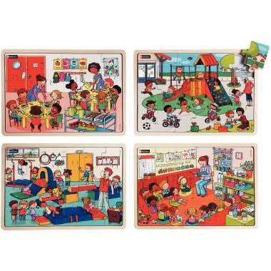Lot de 4 puzzles 18 et 24 pièces, Ensemble à l'école Nathan - Ma Rentrée Facile