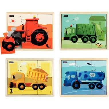 Lot de 4 puzzles 6 pièces les engins en couleur Nathan - Ma Rentrée Facile