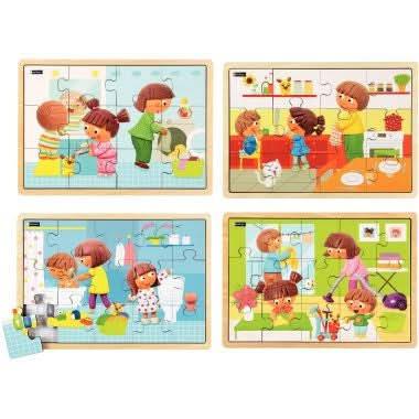 Lot de 4 puzzles 12 et 15 pièces, Tout propre! Nathan - Ma Rentrée Facile