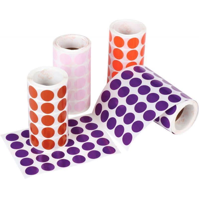 Lot de 4 rouleaux de maxi gommettes rondes diamètre 20 mm, couleurs pop assorties - Ma Rentrée Facile