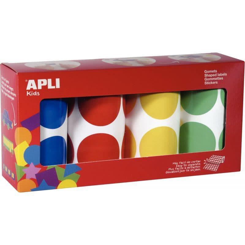 Lot de 4 rouleaux de maxi gommettes rondes diamètre 45mm - Ma Rentrée Facile