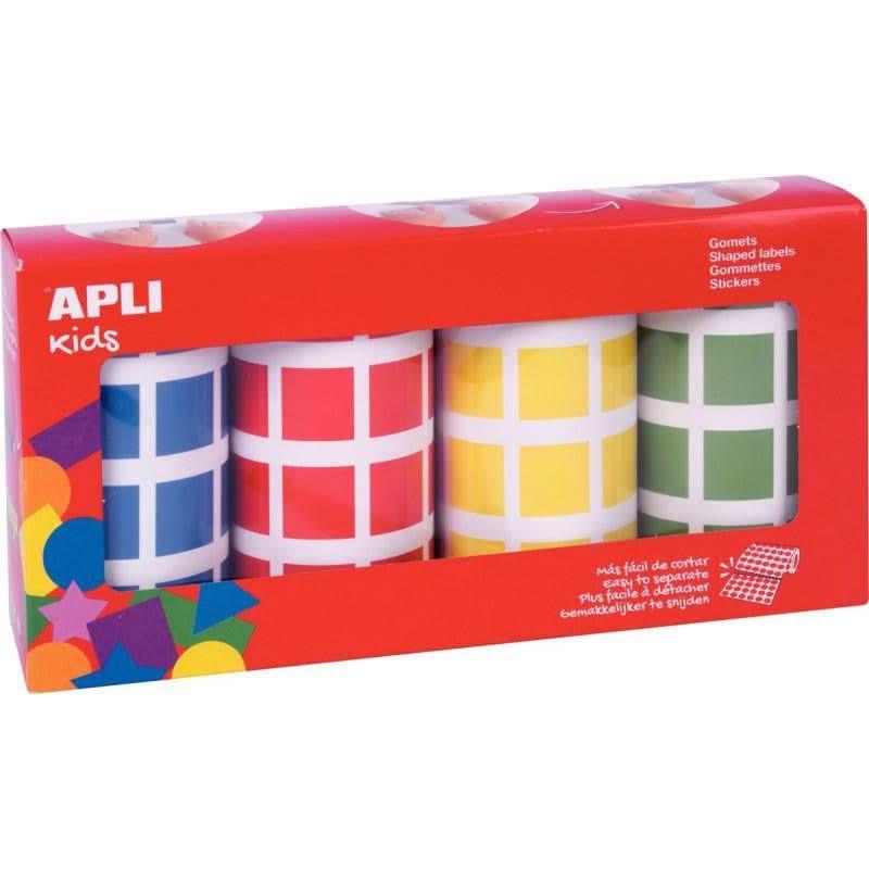 Lot de 4 rouleaux de maxi gommettes carrées 20 mm - Ma Rentrée Facile