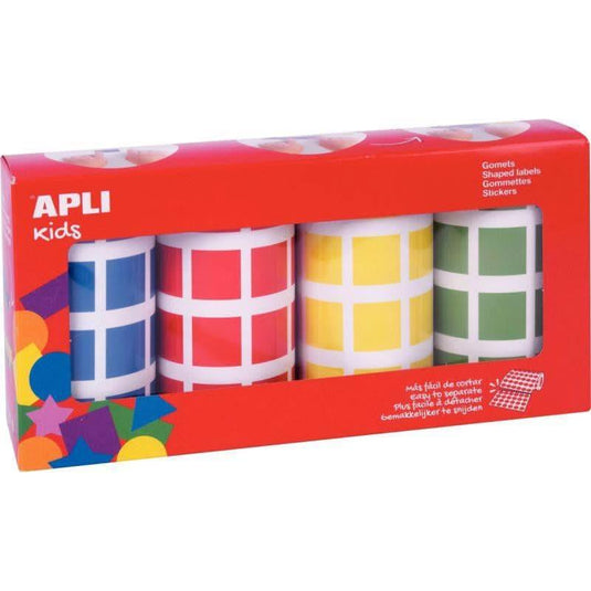 Lot de 4 rouleaux de maxi gommettes carrées 20 mm - Ma Rentrée Facile