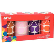 Lot de 4 rouleaux de maxi gommettes géométriques, couleurs pop assorties - Ma Rentrée Facile