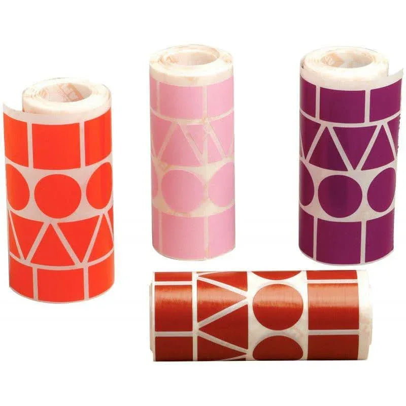 Lot de 4 rouleaux de maxi gommettes géométriques, couleurs pop assorties - Ma Rentrée Facile
