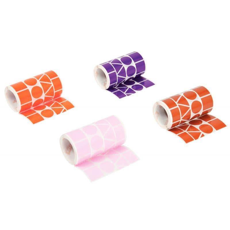 Lot de 4 rouleaux de maxi gommettes géométriques, couleurs pop assorties - Ma Rentrée Facile
