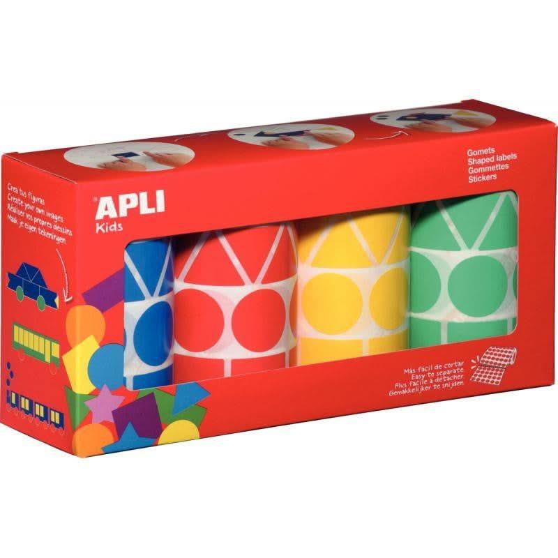 Lot de 4 rouleaux de maxi gommettes géométriques, couleurs vives assorties - Ma Rentrée Facile