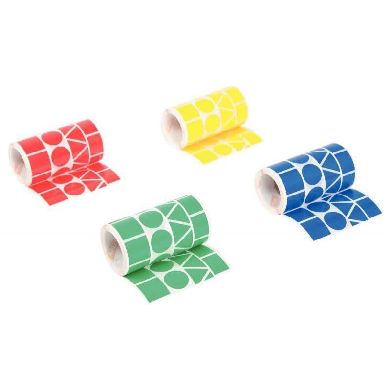 Lot de 4 rouleaux de maxi gommettes géométriques, couleurs vives assorties - Ma Rentrée Facile