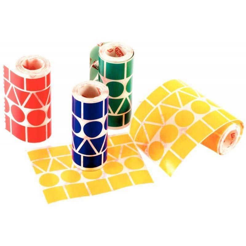 Lot de 4 rouleaux de maxi gommettes géométriques, couleurs vives assorties - Ma Rentrée Facile