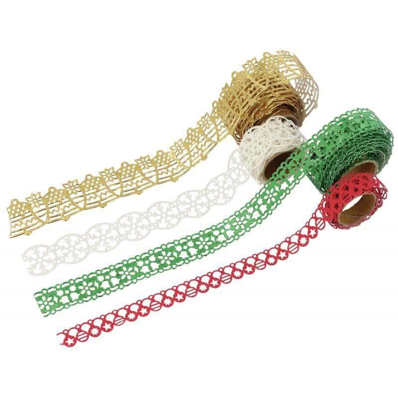 Lot de 4 rouleaux de ruban papier adhésif thème Noël - Ma Rentrée Facile