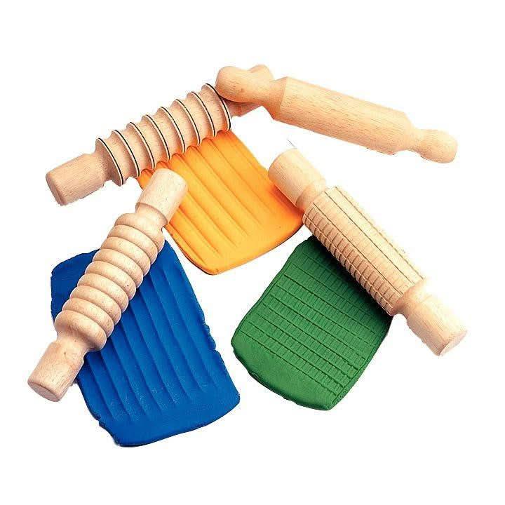 Lot de 4 rouleaux en bois à empreinte - Ma Rentrée Facile