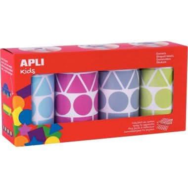 Lot de 4 rouleaux gommettes géométriques couleur fun assorites - Ma Rentrée Facile
