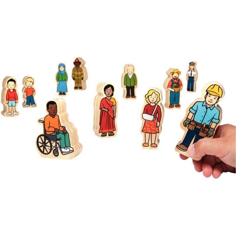 Lot de 42 personnages du monde en bois - Ma Rentrée Facile