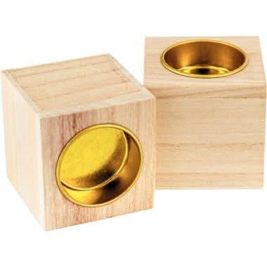 Lot de 5 bougeoirs carrés en bois - Ma Rentrée Facile