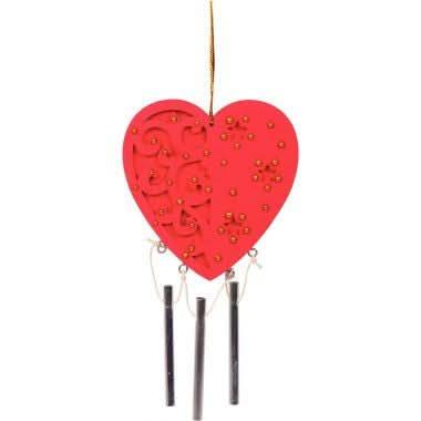 Lot de 5 carillons en bois forme coeur - Ma Rentrée Facile