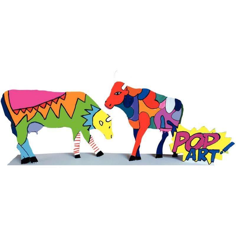Lot de 5 sculptures carton vaches Pop art - Ma Rentrée Facile