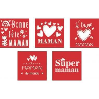 Lot de 5 pochoirs MAMAN - Ma Rentrée Facile