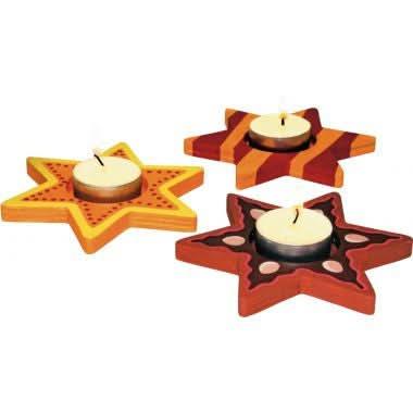 Lot de 6 bougeoirs sapins + étoiles assortis - Ma Rentrée Facile