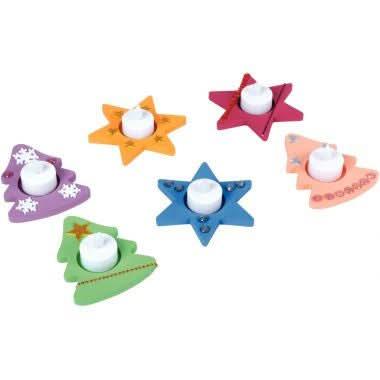 Lot de 6 bougeoirs sapins + étoiles assortis - Ma Rentrée Facile