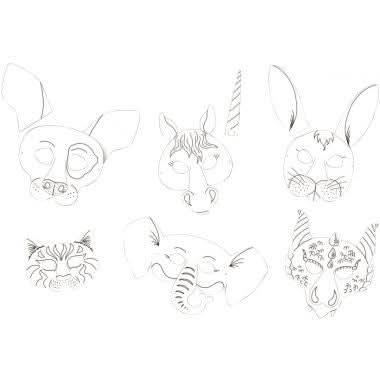Lot de 6 masques en carton forme animaux - Ma Rentrée Facile