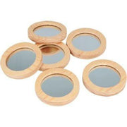 Lot de 6 miroirs ronds en bois diamètre 7,4 cm - Ma Rentrée Facile