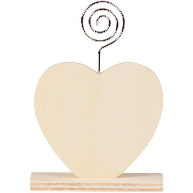 Lot de 6 porte-photos en bois forme coeur - Ma Rentrée Facile
