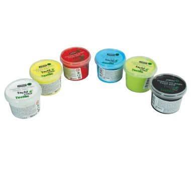 Lot de 6 pots 100ml de peinture aux doigts pour textile, couleurs classiques - Ma Rentrée Facile