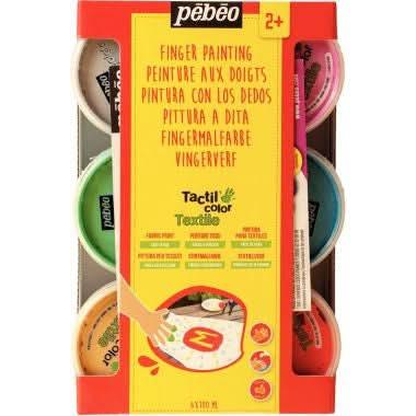 Lot de 6 pots 100ml de peinture aux doigts pour textile couleurs nacrées - Ma Rentrée Facile