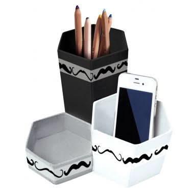 Lot de 6 pots à crayons en carton, 3 compartiments - Ma Rentrée Facile