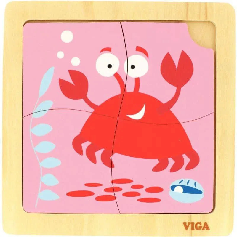 Lot de 6 puzzles 1er âge en bois, 4 pièces - Ma Rentrée Facile