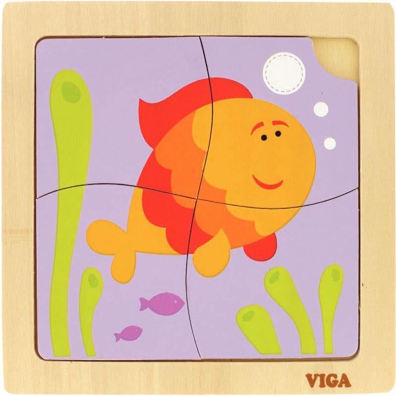 Lot de 6 puzzles 1er âge en bois, 4 pièces - Ma Rentrée Facile