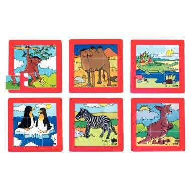 Lot de 6 puzzles en plastique 9 pièces "les animaux du zoo" - Ma Rentrée Facile